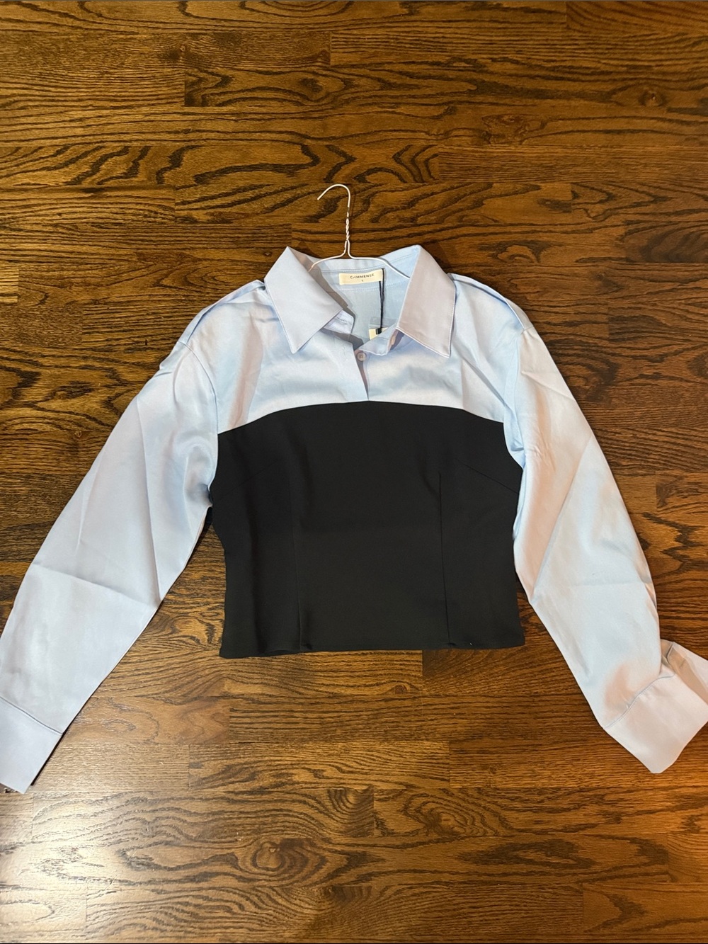 Commense Light Blue and Black Colorblock Button-Down Top - Picture 5 of 6
